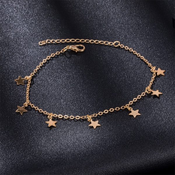 Bracelet de cheville chaîne avec pendentif étoiles