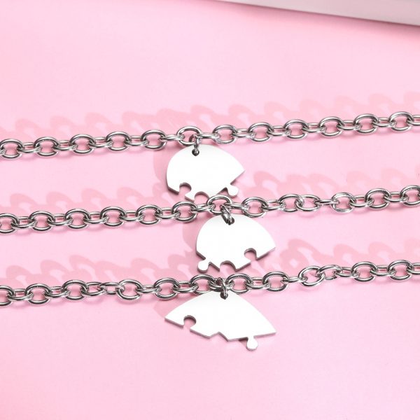 Bracelets chaînes d'amitié avec coeurs, ensemble 3 pièces