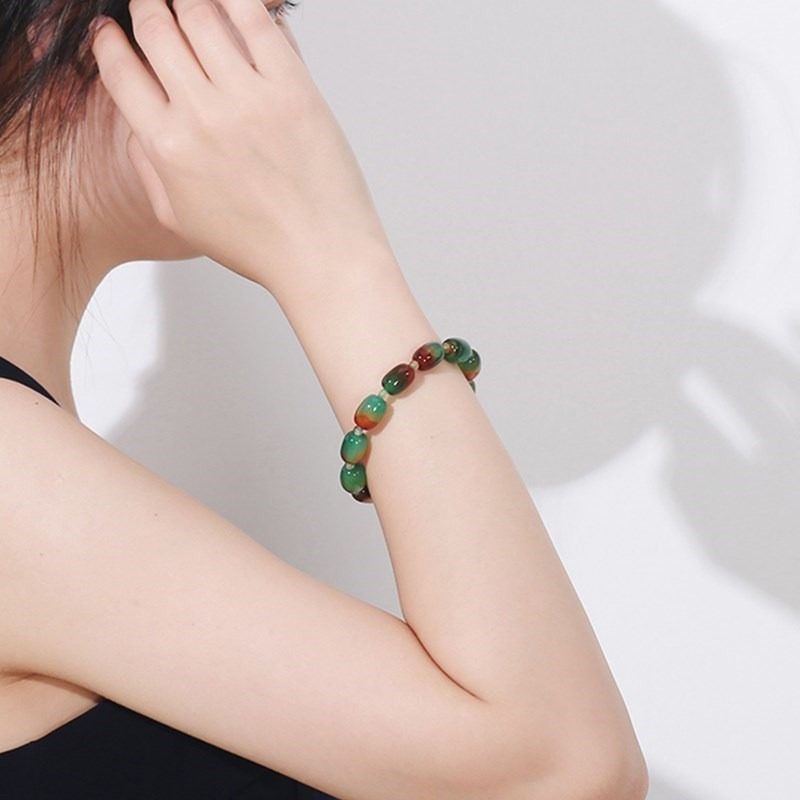 Bracelet malachite pierres naturelles vert paon